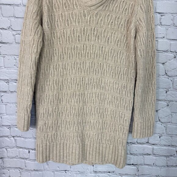 MM6 Maison Martin Margiela Cable Knit Mini Sweater Dress L Alpaca Wool Beige - Picture 3 of 13